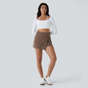 Halara High Waisted Back Zipper Split Hem 2-in-1 Corduroy Casual Skirt medium